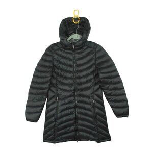LL Bean Ultralight 850 Down Hooded Coat Three Quarter Length Black S Pet